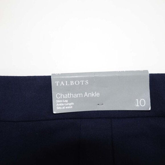 Talbots Women's Chatham Ankle Slim Pants Size 10 NWT Navy Blue High Rise Cotton - Picture 8 of 8
